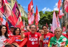 Maurício Rands participa de ato em apoio à reeleição de Lula no centro do Recife