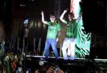 Em evento no Recife, Flávio Bolsonaro pede voto para Mendonça e Carlos Santana